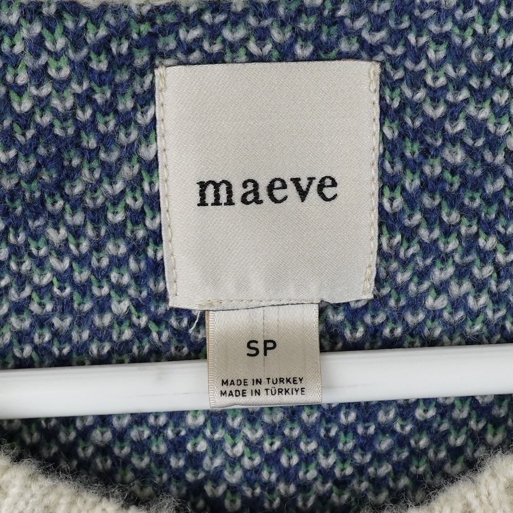 Anthropologie Maeve Cardigan Womens S Knit Floral Pop Graphic Intarsia Nordic - Picture 2 of 14